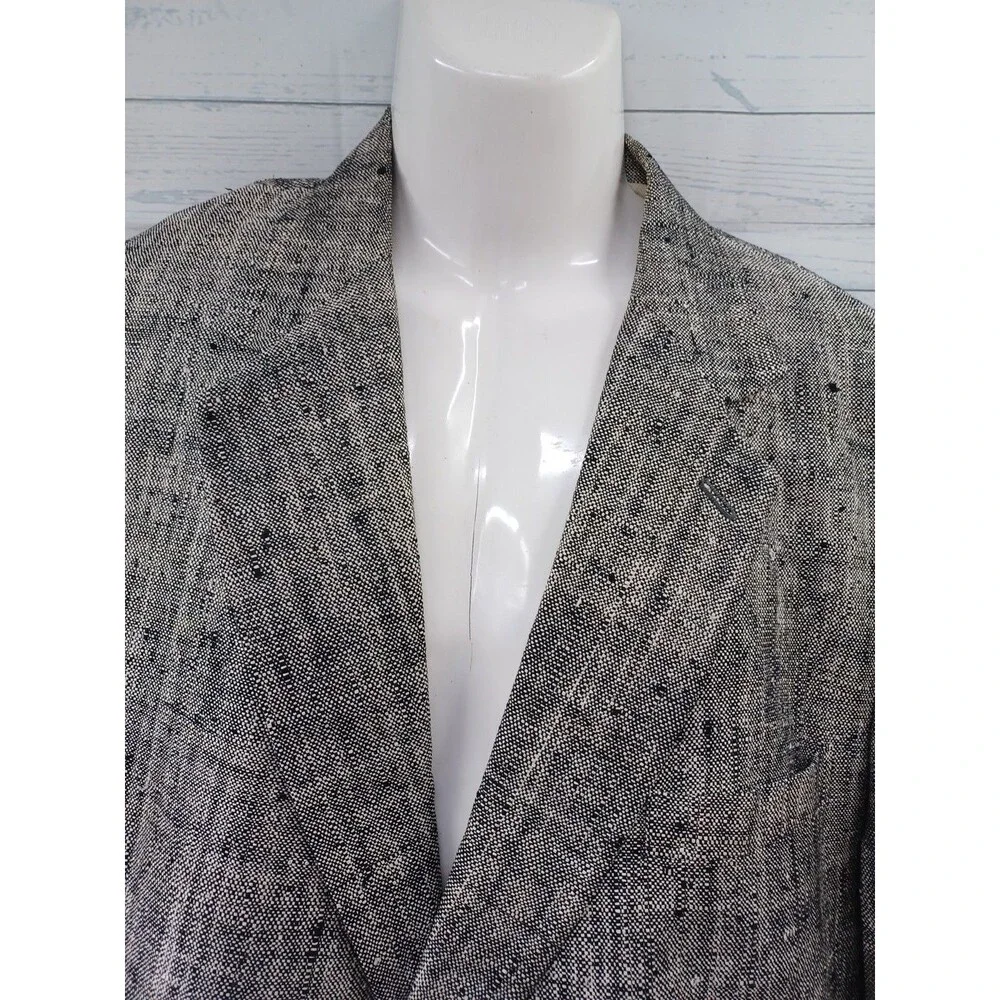 Vtg Austin Manor Blazer Men's Sz 48L Gray Tweed Wool Tweed